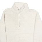 CALVIN KLEIN Womens White Plain Pullover Crew Neck Jumper S Soft Warm