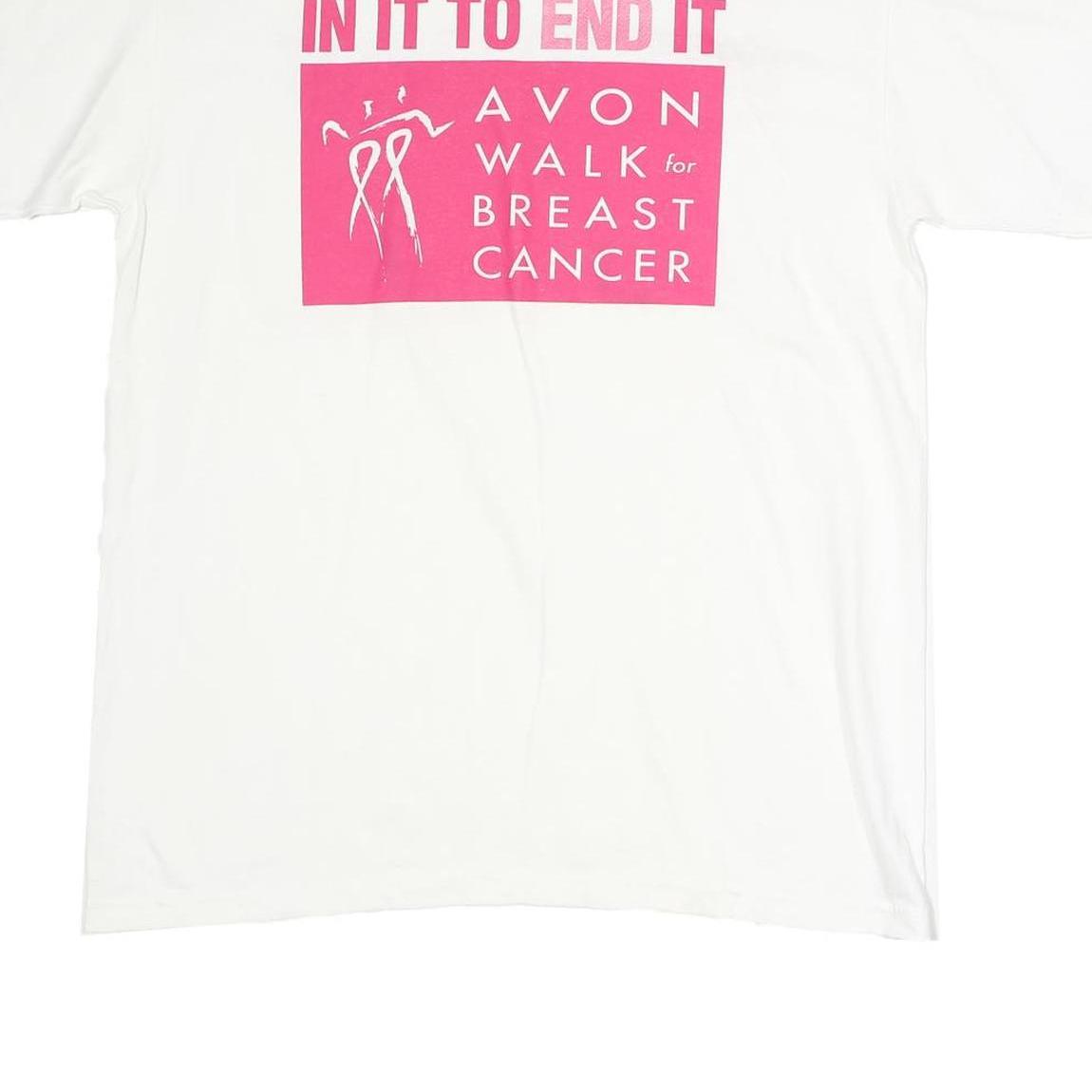 REEBOK Womens White & Pink Breast Cancer Awareness T-Shirt L Short Sleeve Crew