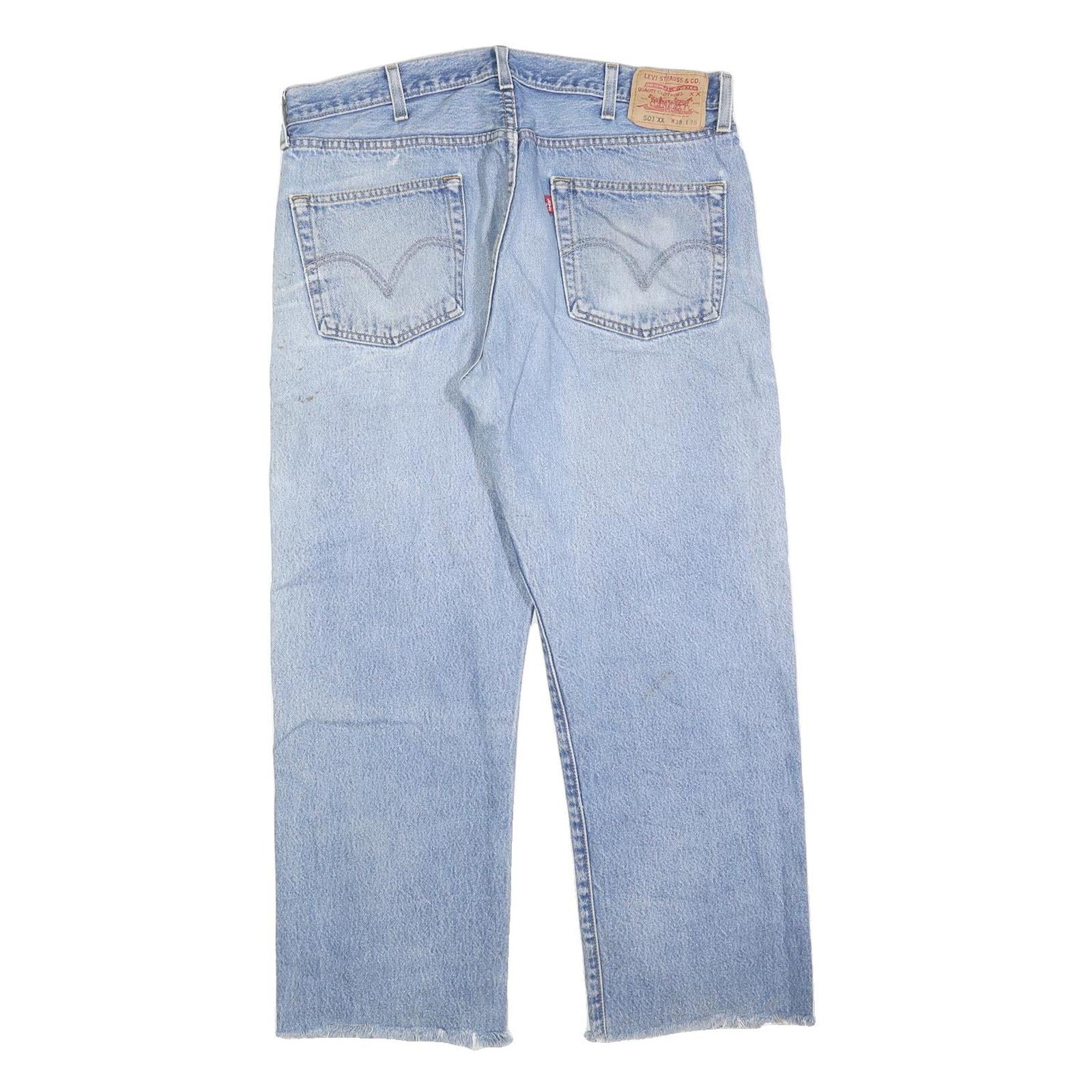 LEVI'S 501XX Mens Jeans Blue Regular Straight Denim Light W38 L28 Button