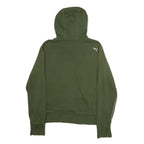 PUMA Mens Green Pullover Hoodie M Cotton Jersey Drawstring Pocket Relaxed Fit
