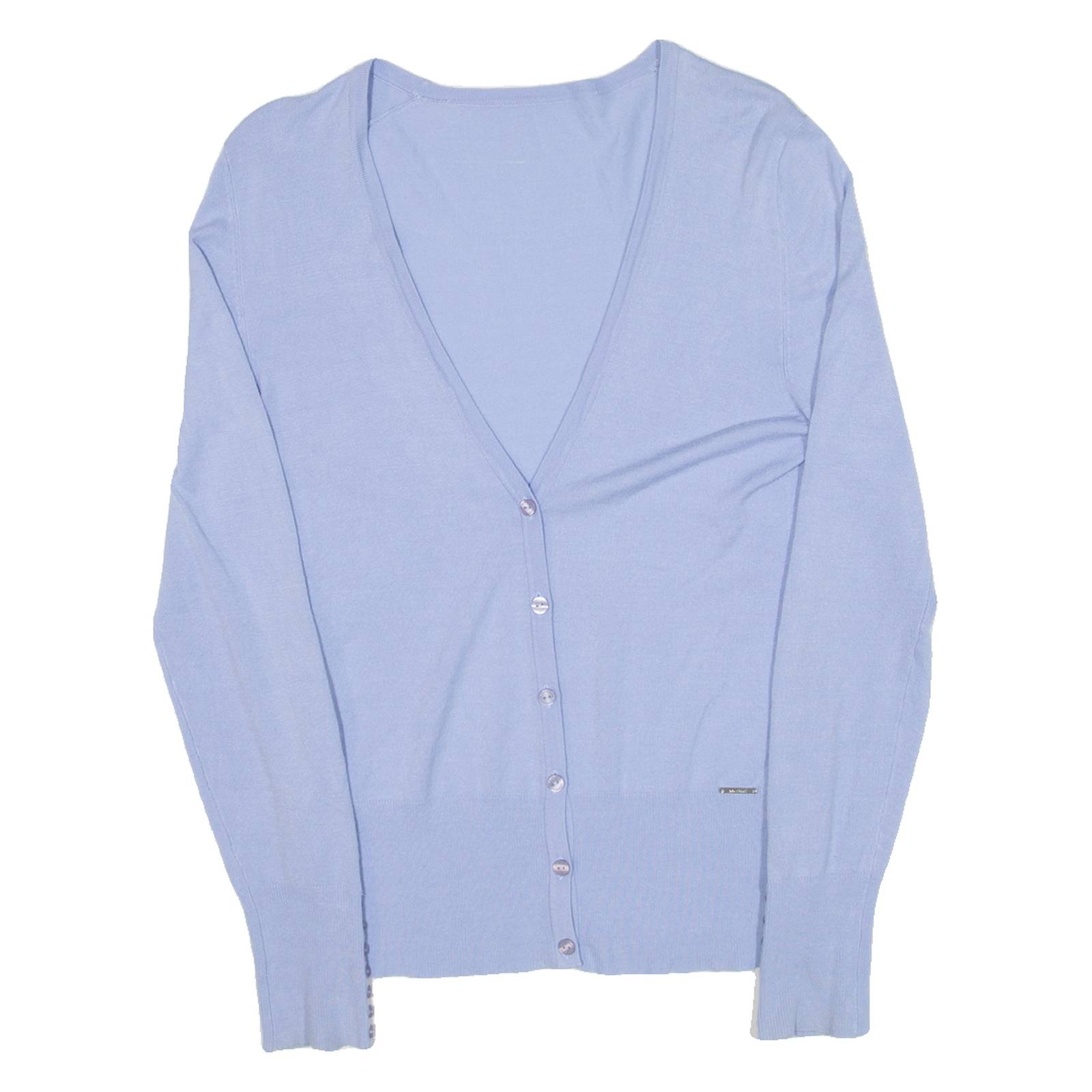 NAVYBOOT Womens Cardigan Blue V-Neck Tight Knit S