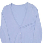 NAVYBOOT Womens Cardigan Blue V-Neck Tight Knit S