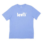 LEVI'S Mens Blue Cotton Blend T-Shirt M Short Sleeve Crew Neck Logo Print