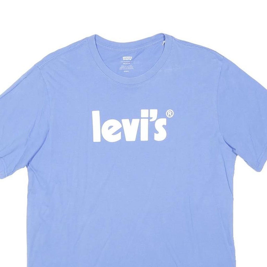 LEVI'S Mens Blue Cotton Blend T-Shirt M Short Sleeve Crew Neck Logo Print