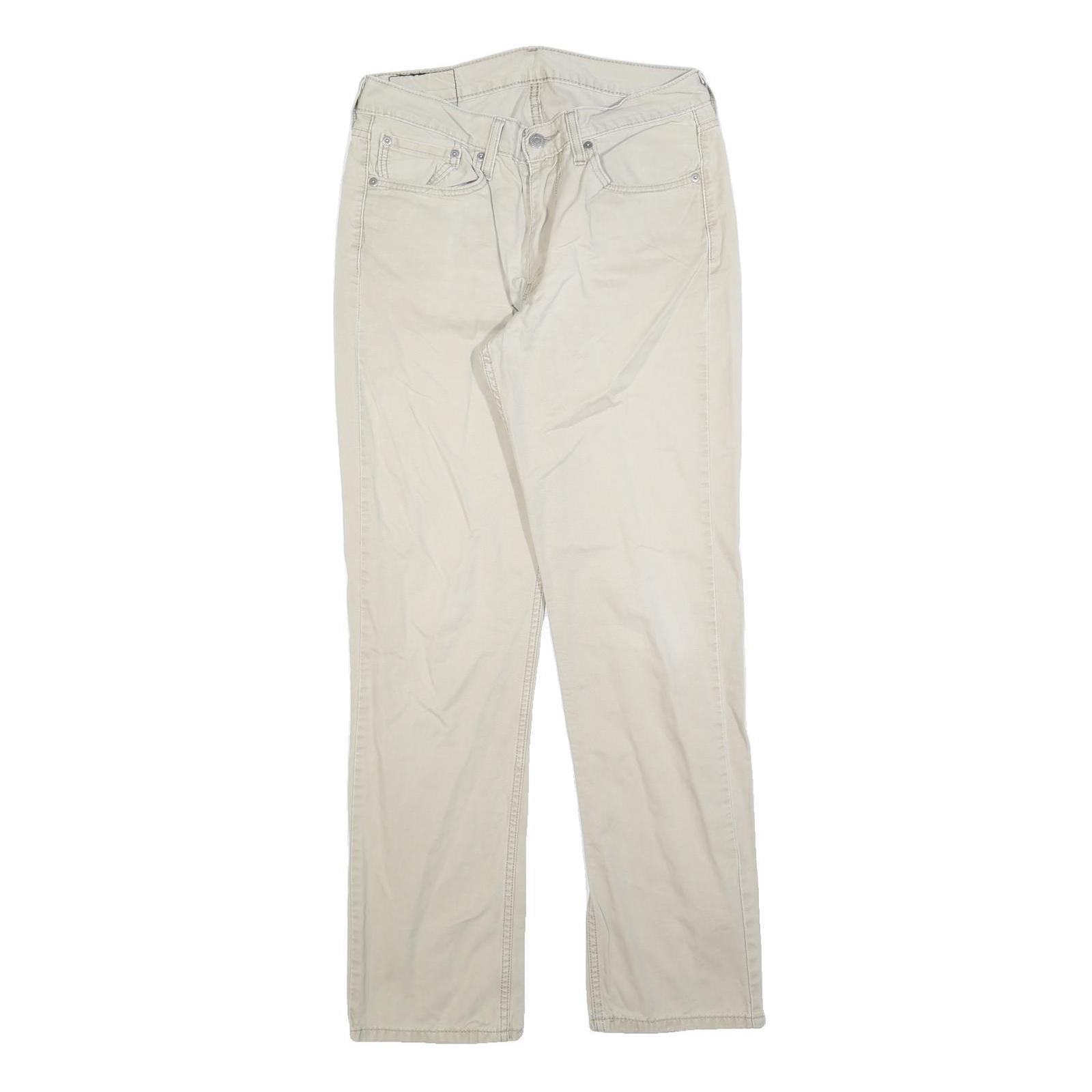 LEVI'S Mens Regular Fit Beige Cotton Blend Trousers W32 L34 Casual Zip Closure