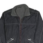 Mens Black Grey Contrast Polyester Blend Zip Jacket XL Plain Casual Wear