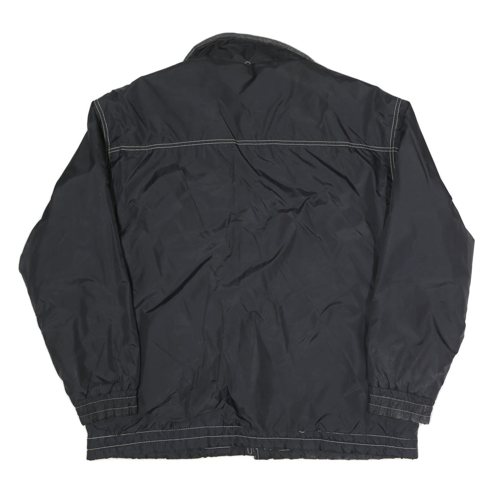 Mens Black Grey Contrast Polyester Blend Zip Jacket XL Plain Casual Wear