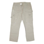CARHARTT Mens Beige Regular Fit Cargo Denim Jeans W38 L31 Workwear