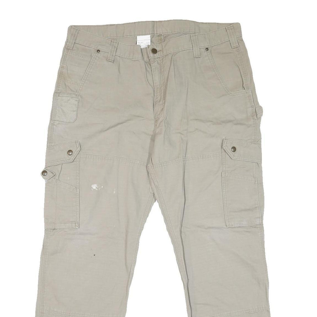 CARHARTT Mens Beige Regular Fit Cargo Denim Jeans W38 L31 Workwear
