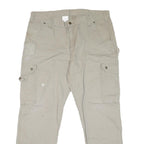 CARHARTT Mens Beige Regular Fit Cargo Denim Jeans W38 L31 Workwear