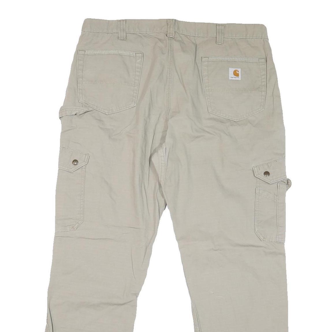 CARHARTT Mens Beige Regular Fit Cargo Denim Jeans W38 L31 Workwear