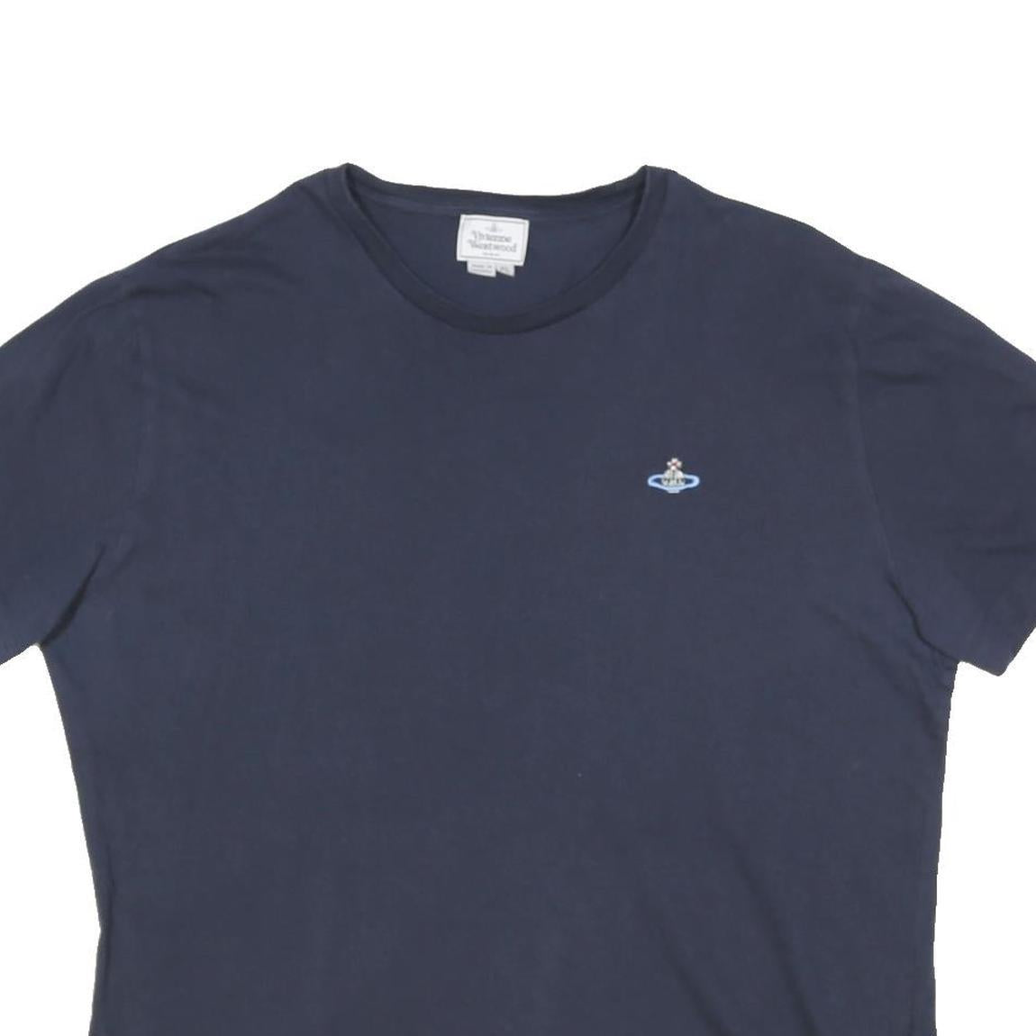 VIVIENNE WESTWOOD Mens Navy Blue Graphic T-Shirt XL Short Sleeve Crew Neck