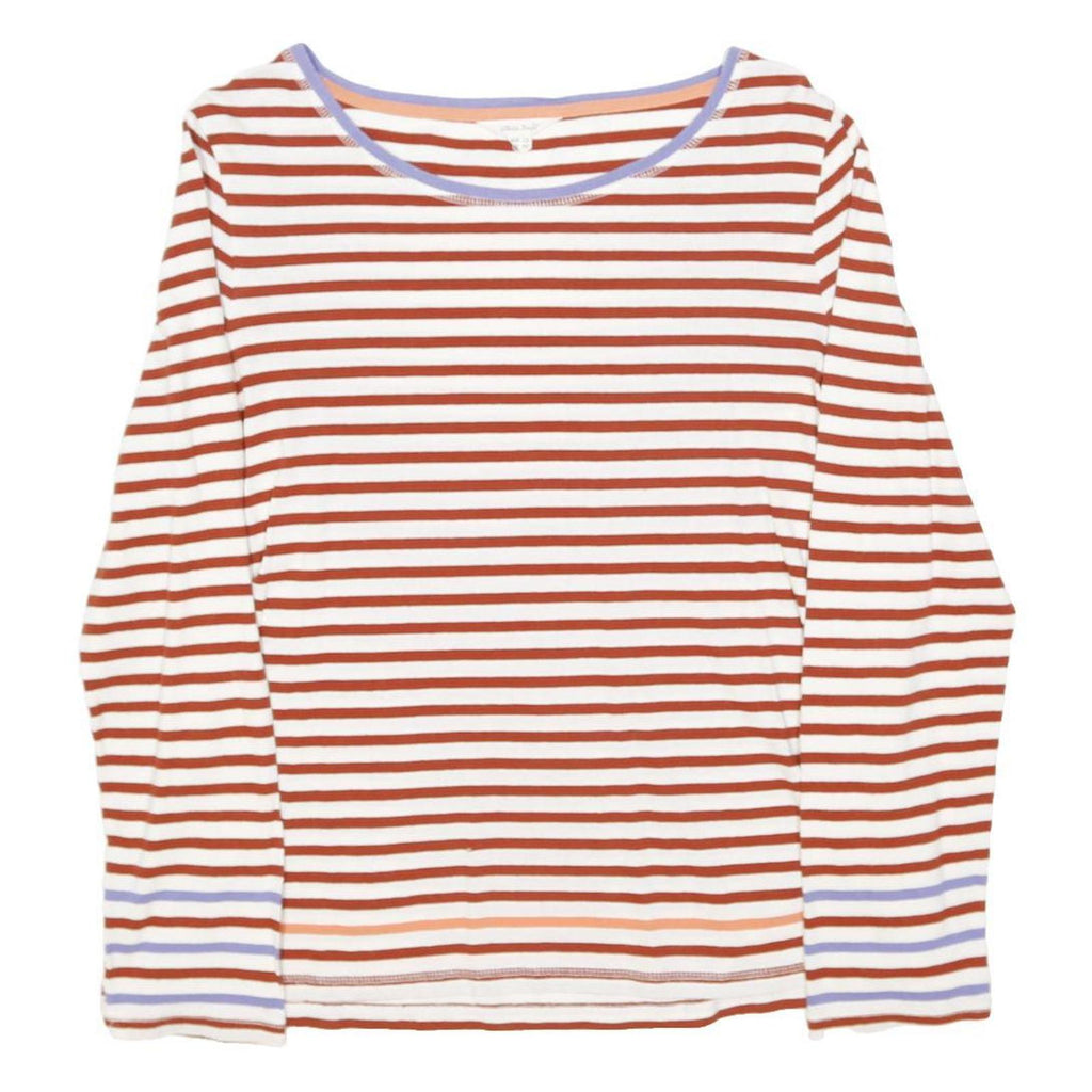 WHITE STUFF Womens Rust & White Striped Long Sleeve Crew Neck T-Shirt UK 12