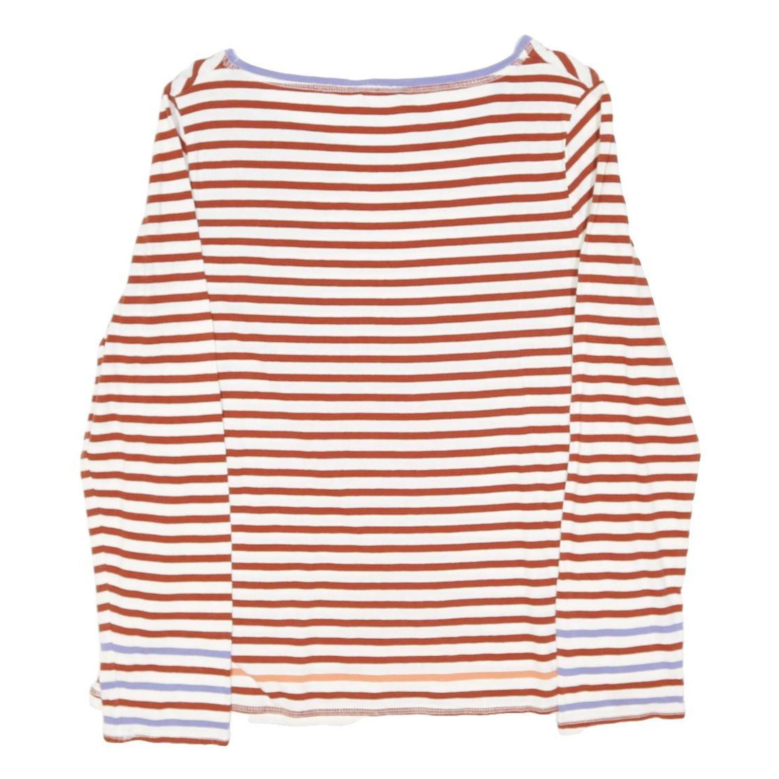 WHITE STUFF Womens Rust & White Striped Long Sleeve Crew Neck T-Shirt UK 12