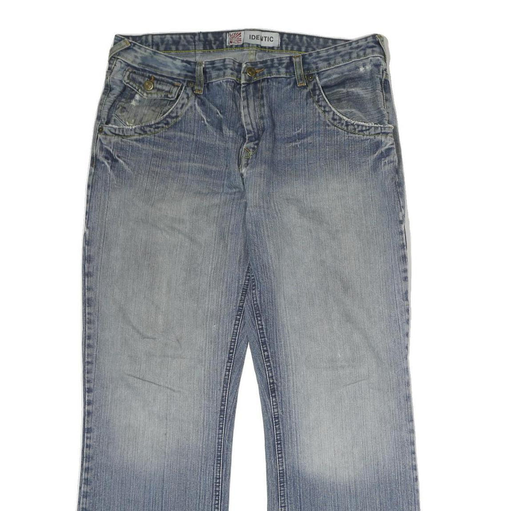 IDENTIC Mens Light Blue Regular Fit Straight Leg Denim Jeans W36 L31 Zip Closure