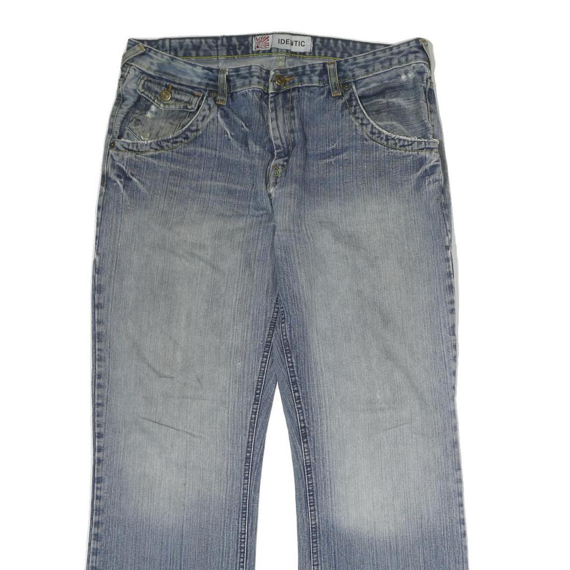 IDENTIC Mens Light Blue Regular Fit Straight Leg Denim Jeans W36 L31 Zip Closure