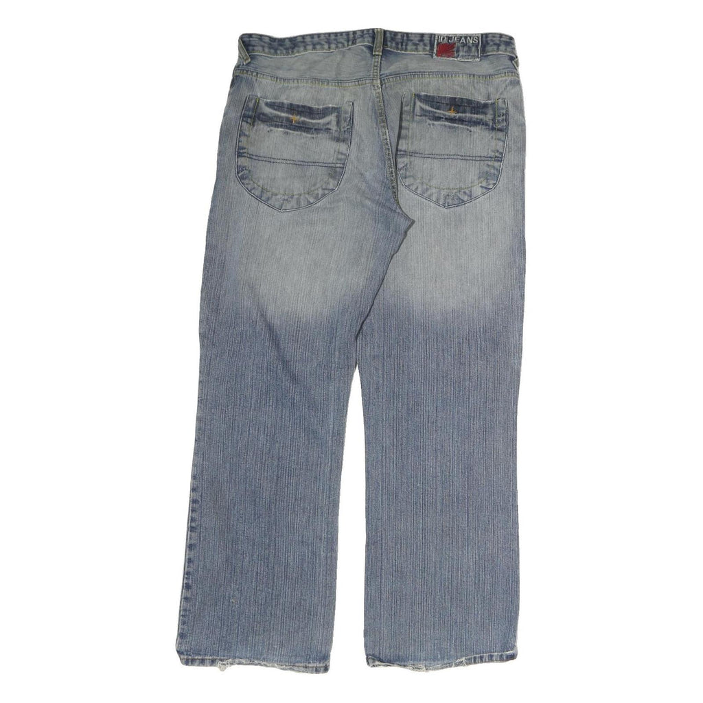 IDENTIC Mens Light Blue Regular Fit Straight Leg Denim Jeans W36 L31 Zip Closure