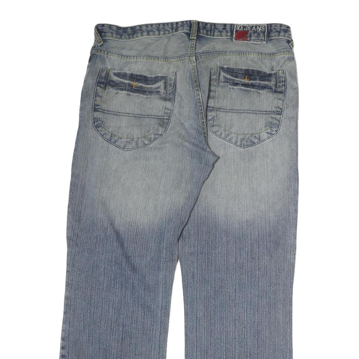 IDENTIC Mens Light Blue Regular Fit Straight Leg Denim Jeans W36 L31 Zip Closure