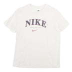 NIKE Womens White Graphic T-Shirt S Short Sleeve Crew Neck Cotton Blend Casual