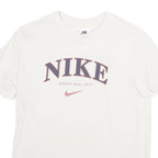 NIKE Womens White Graphic T-Shirt S Short Sleeve Crew Neck Cotton Blend Casual