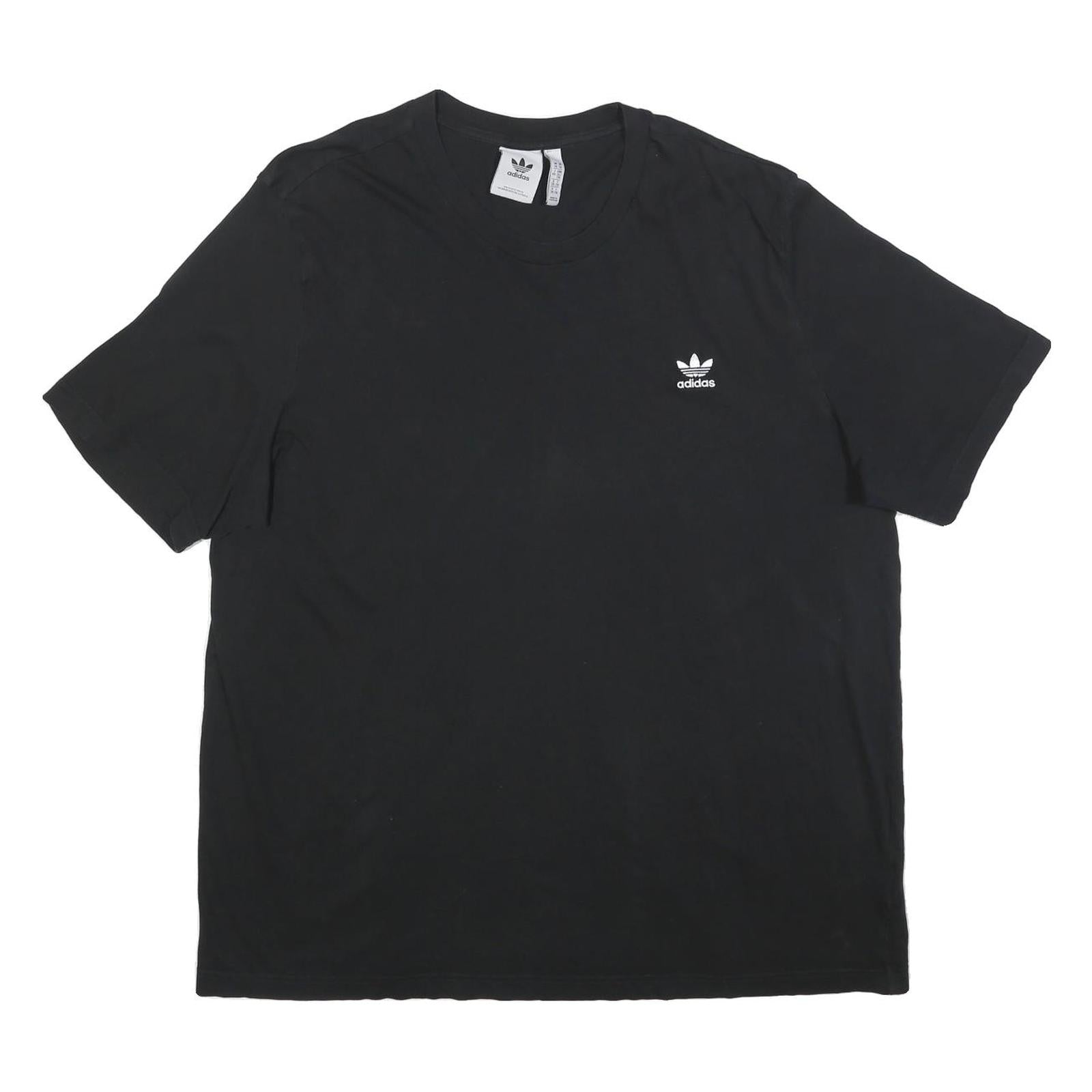 ADIDAS Mens Black Graphic T-Shirt 2XL Short Sleeve Crew Neck Classic Cotton