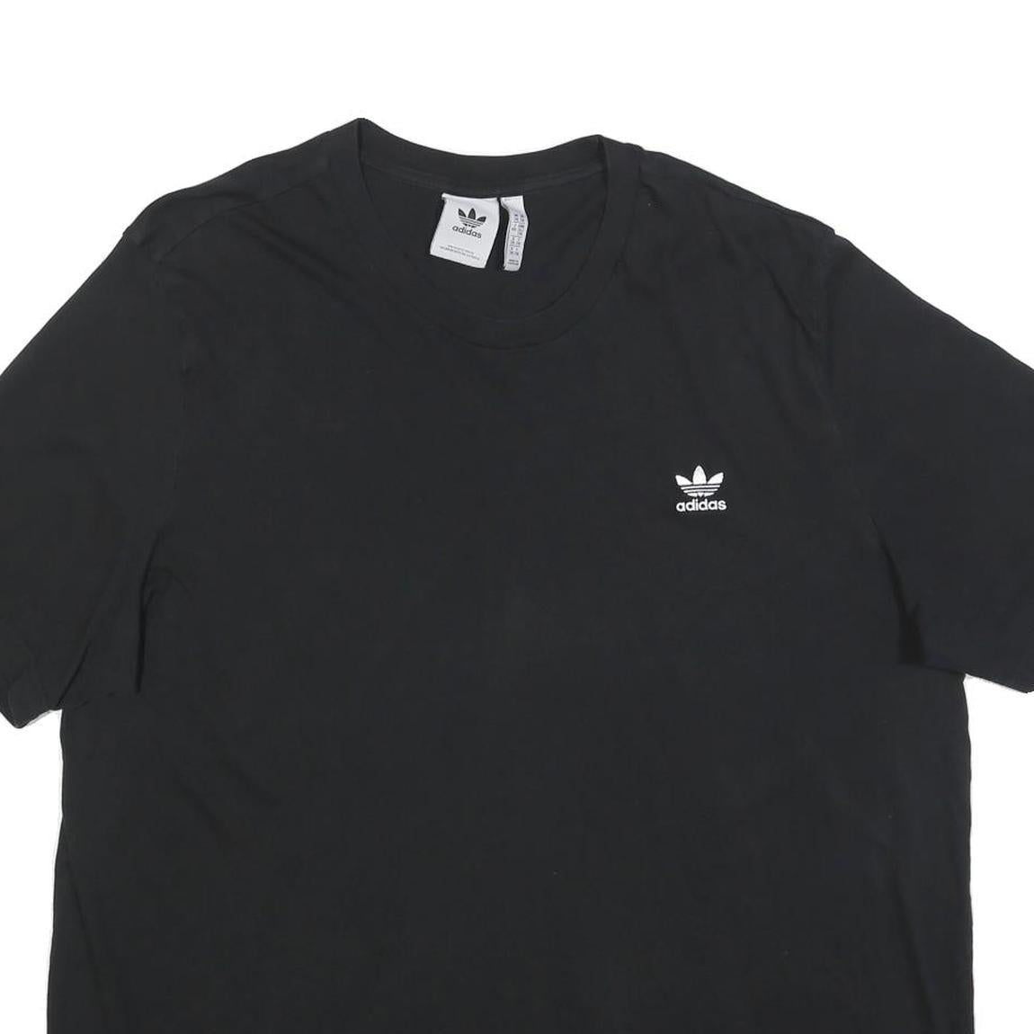 ADIDAS Mens Black Graphic T-Shirt 2XL Short Sleeve Crew Neck Classic Cotton