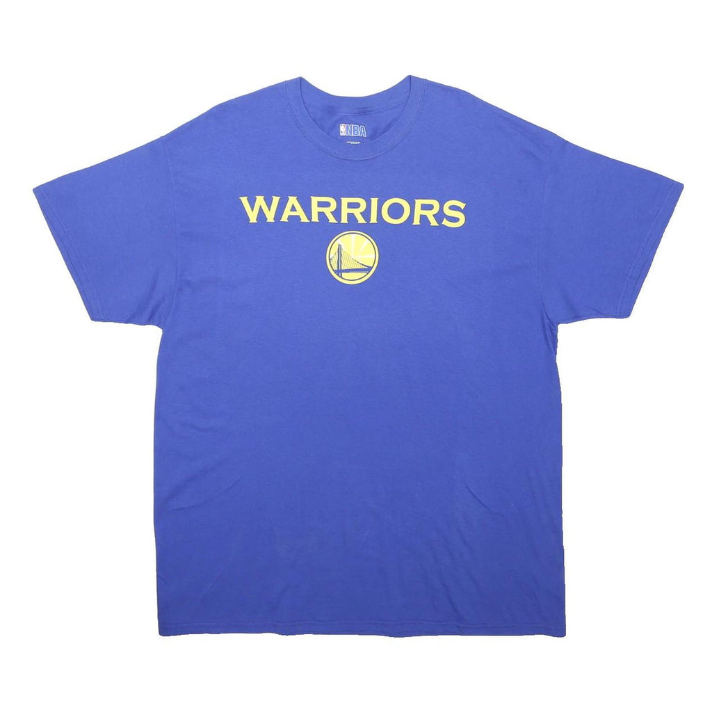 NBA Mens Blue Warriors Graphic T-Shirt XL Short Sleeve Crew Neck Cotton Blend