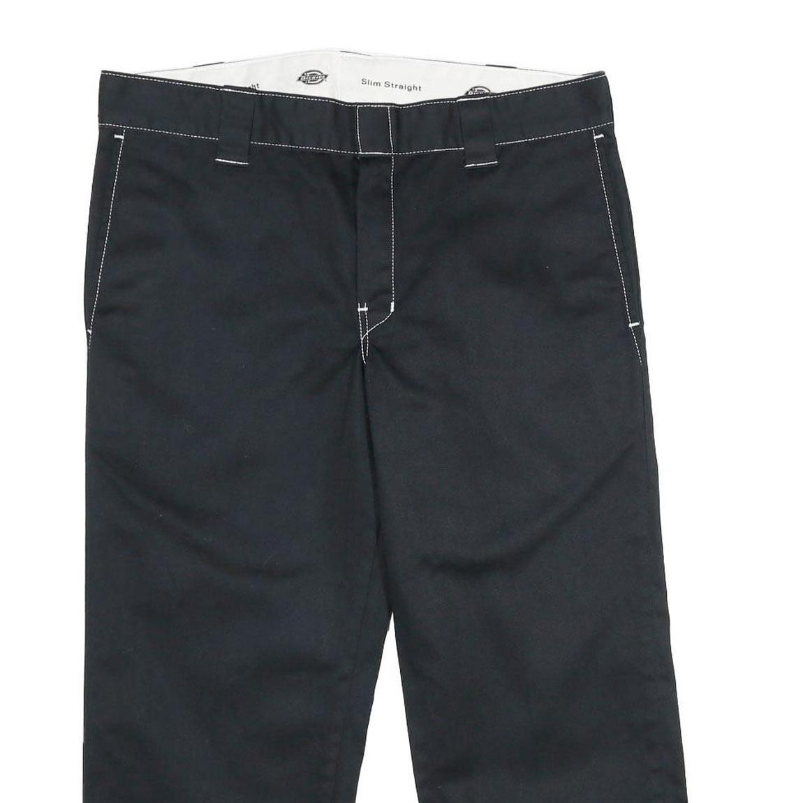 DICKIES Mens Slim Black Trousers W34 L25 Workwear Zip Closure Classic Straight