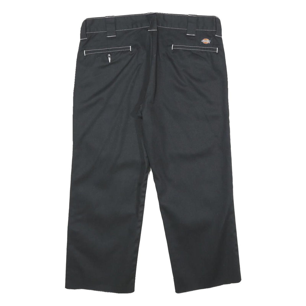 DICKIES Mens Slim Black Trousers W34 L25 Workwear Zip Closure Classic Straight