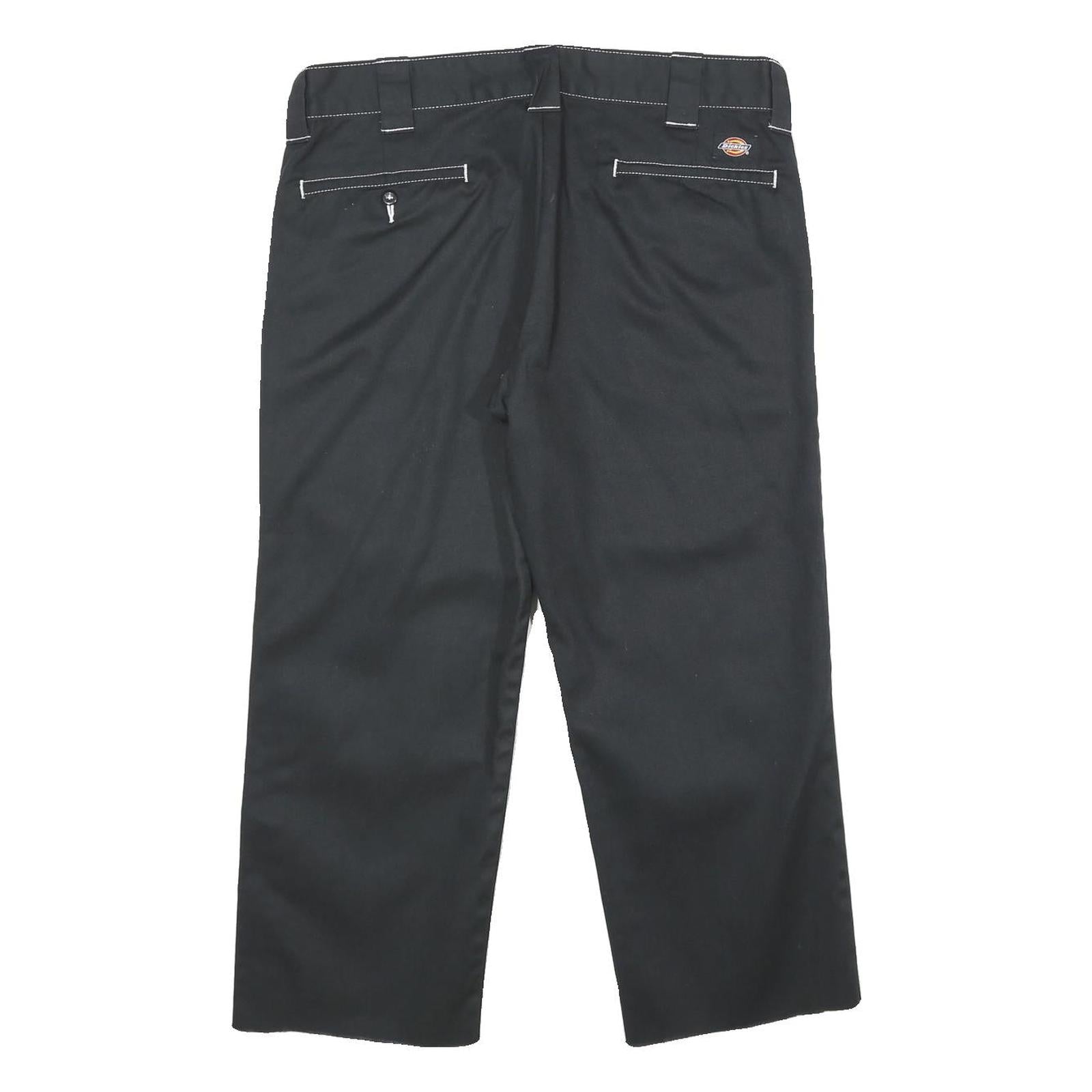 DICKIES Mens Slim Black Trousers W34 L25 Workwear Zip Closure Classic Straight