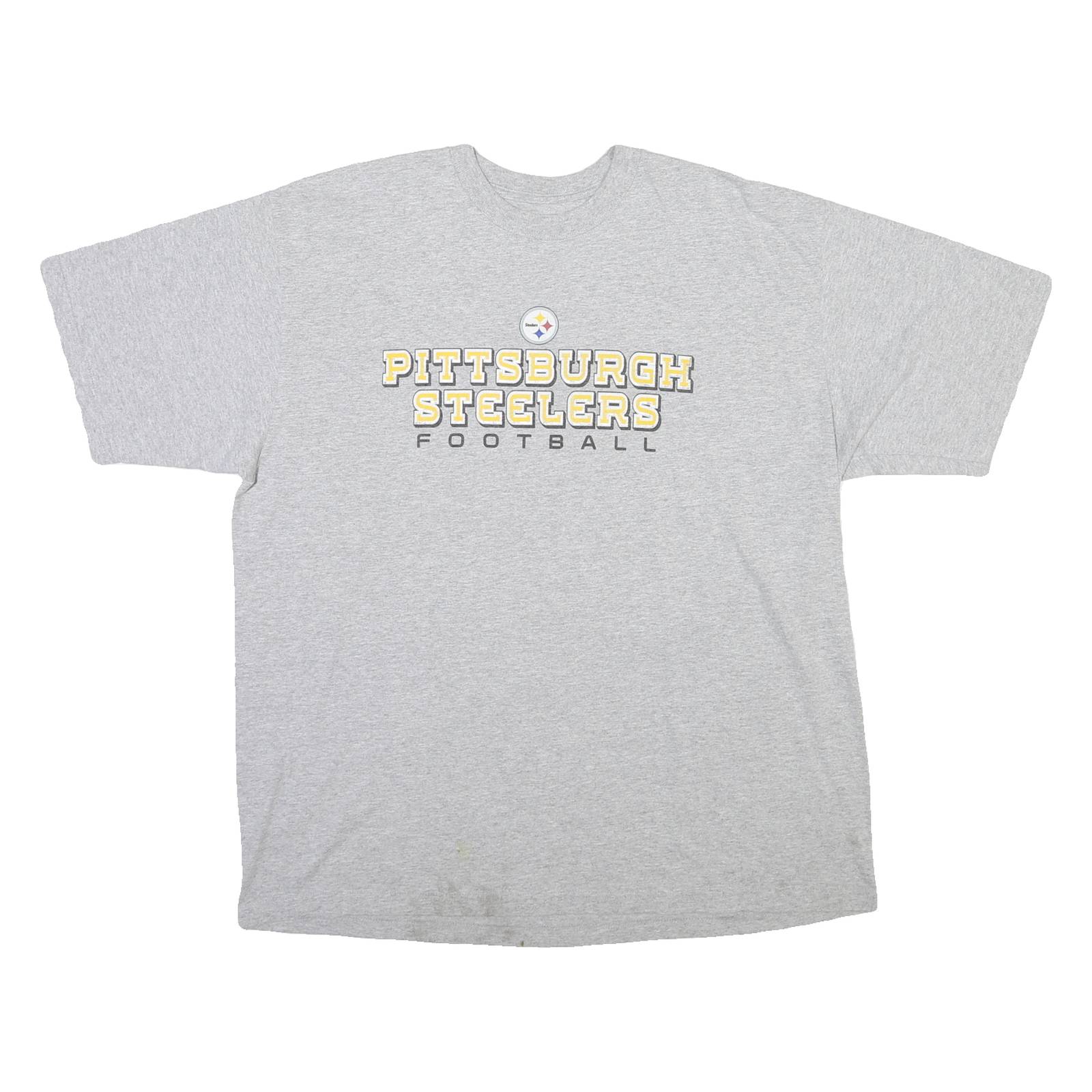 REEBOK Mens Grey Pittsburgh Steelers Football Graphic T-Shirt XL Crew Neck Short