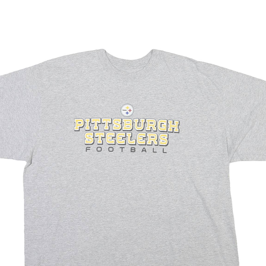 REEBOK Mens Grey Pittsburgh Steelers Football Graphic T-Shirt XL Crew Neck Short