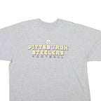 REEBOK Mens Grey Pittsburgh Steelers Football Graphic T-Shirt XL Crew Neck Short