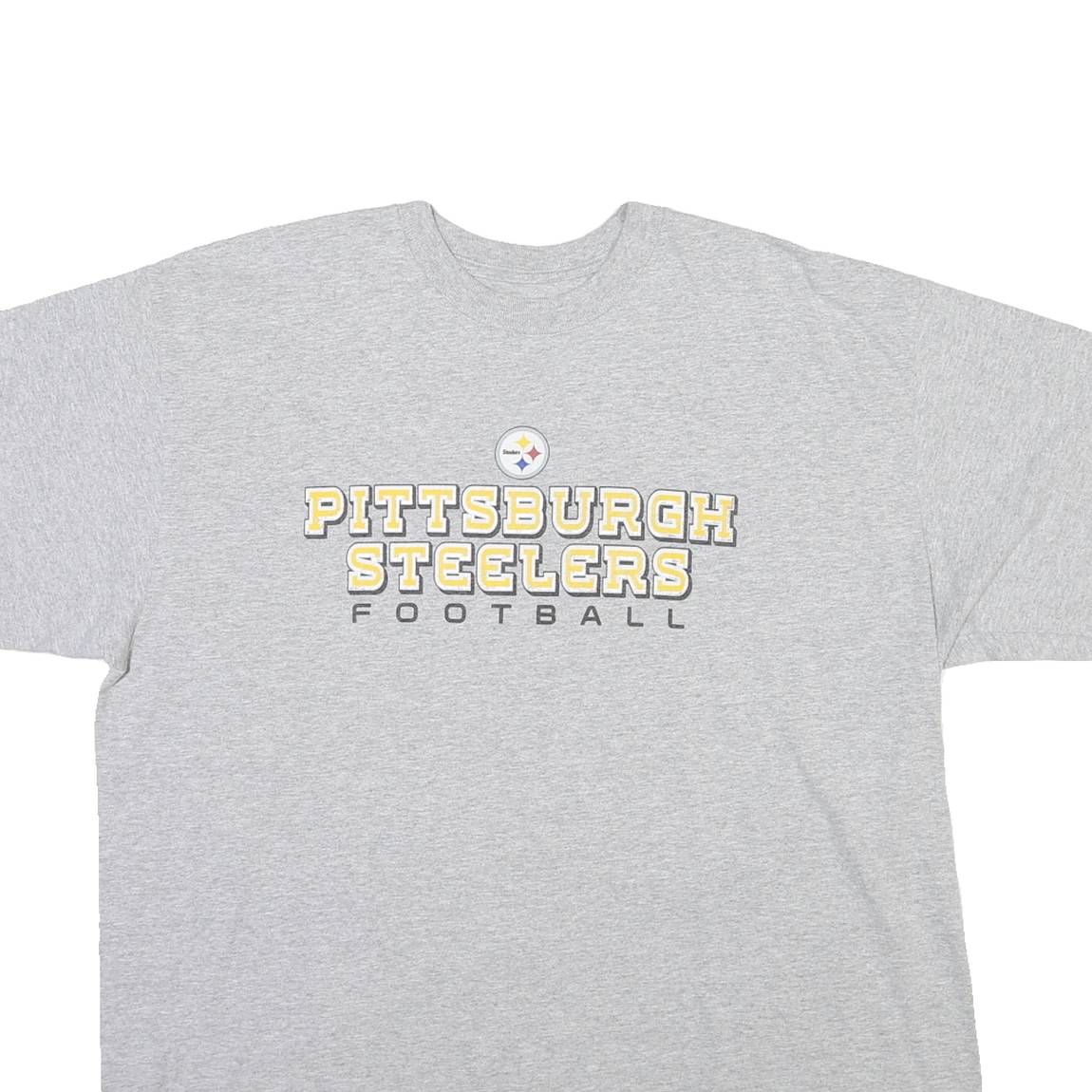 REEBOK Mens Grey Pittsburgh Steelers Football Graphic T-Shirt XL Crew Neck Short