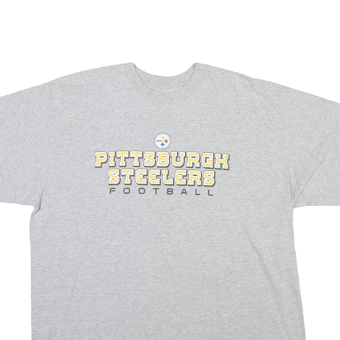 REEBOK Mens Grey Pittsburgh Steelers Football Graphic T-Shirt XL Crew Neck Short