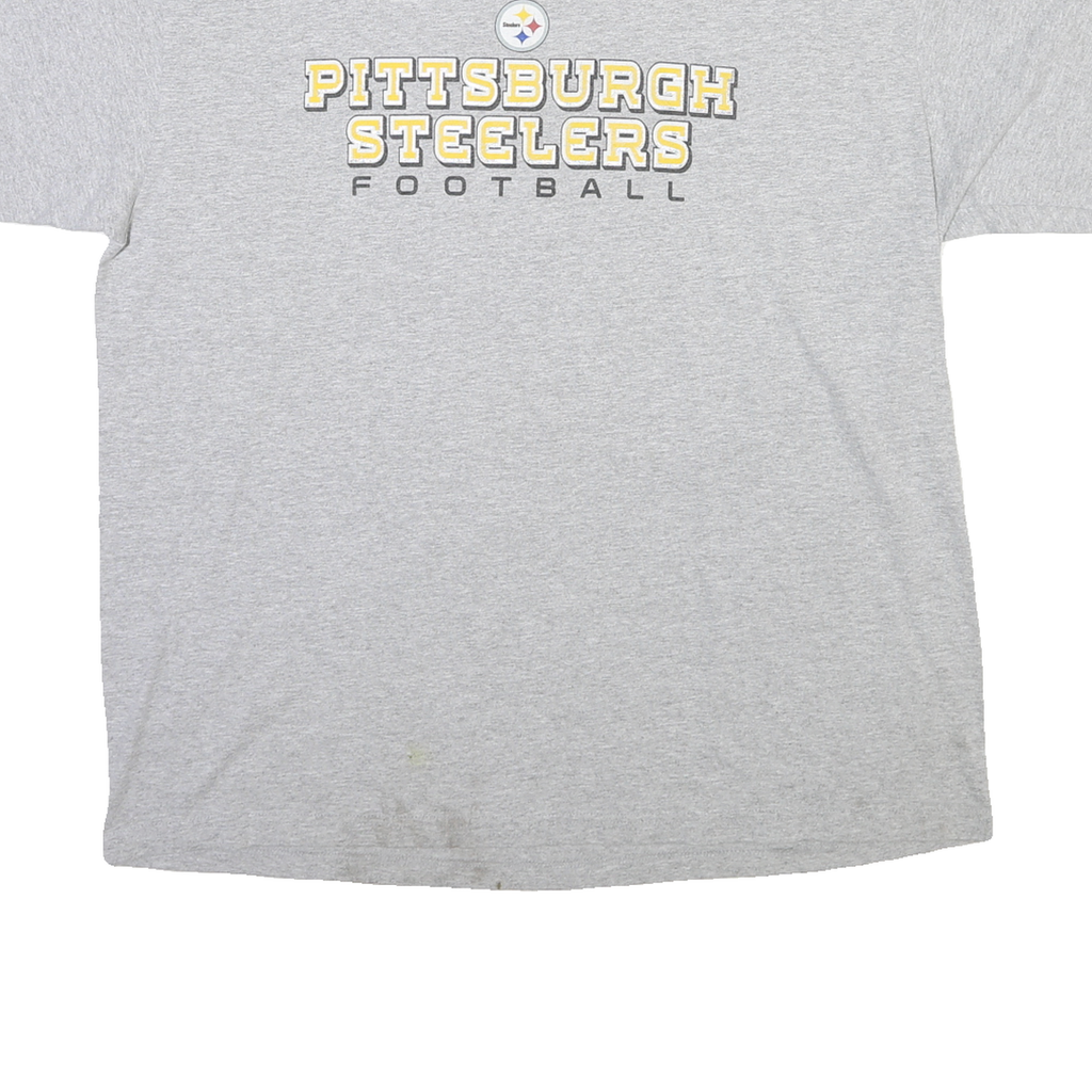 REEBOK Mens Grey Pittsburgh Steelers Football Graphic T-Shirt XL Crew Neck Short