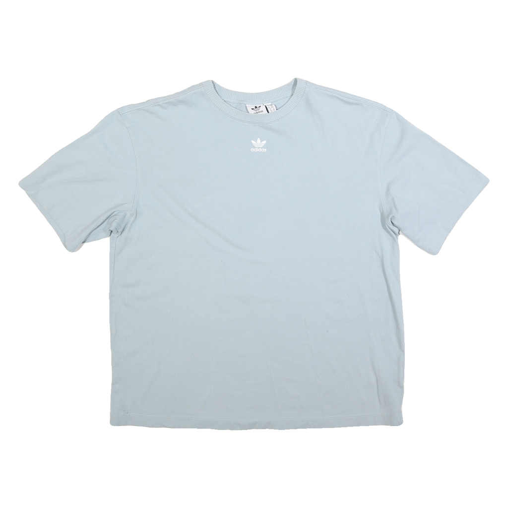 ADIDAS Womens Blue T-Shirt UK 10 Short Sleeve Crew Neck Logo Casual
