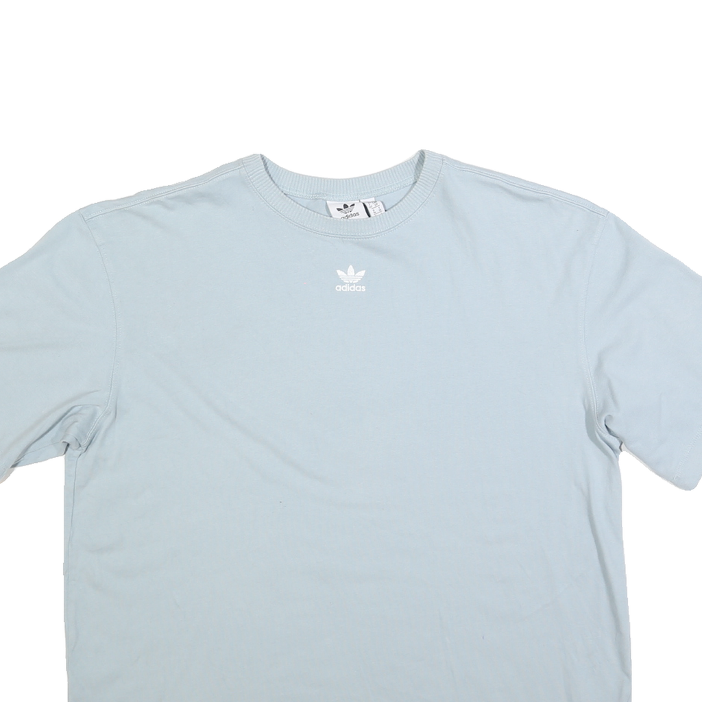 ADIDAS Womens Blue T-Shirt UK 10 Short Sleeve Crew Neck Logo Casual