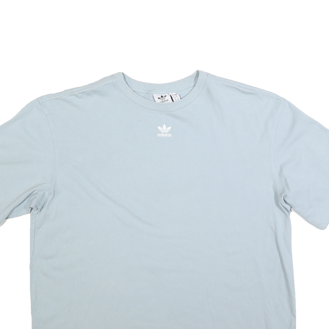 ADIDAS Womens Blue T-Shirt UK 10 Short Sleeve Crew Neck Logo Casual