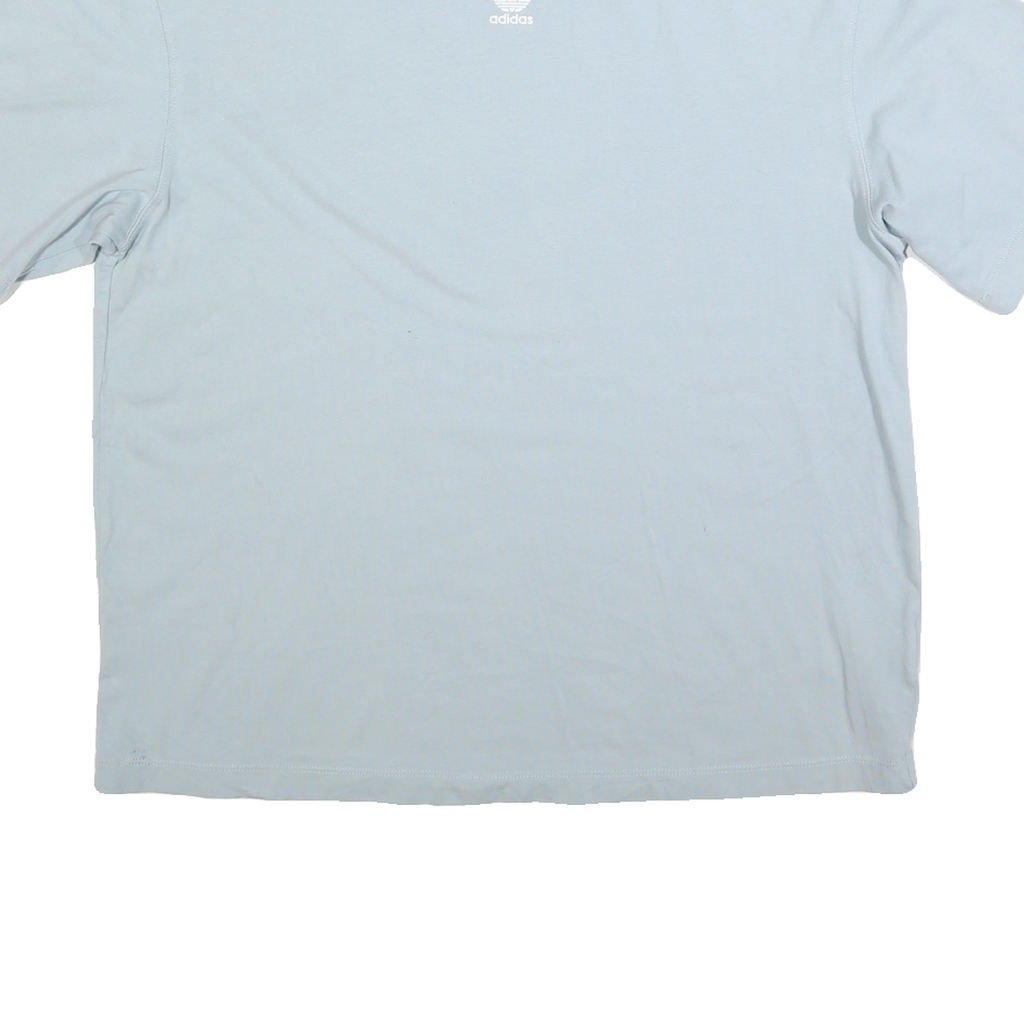 ADIDAS Womens Blue T-Shirt UK 10 Short Sleeve Crew Neck Logo Casual
