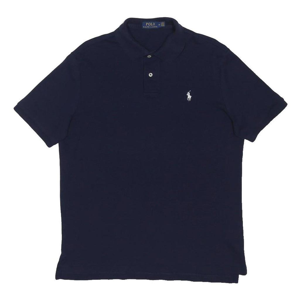 POLO RALPH LAUREN Mens Navy Blue Short Sleeve Classic Polo Shirt M Cotton Blend