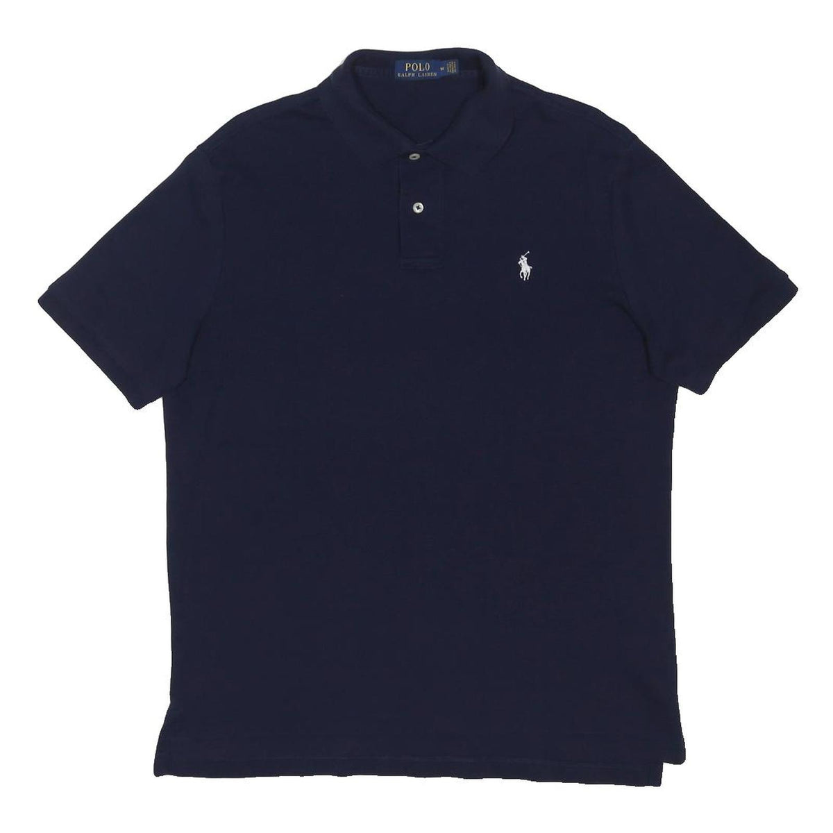 POLO RALPH LAUREN Mens Navy Blue Short Sleeve Classic Polo Shirt M Cotton Blend