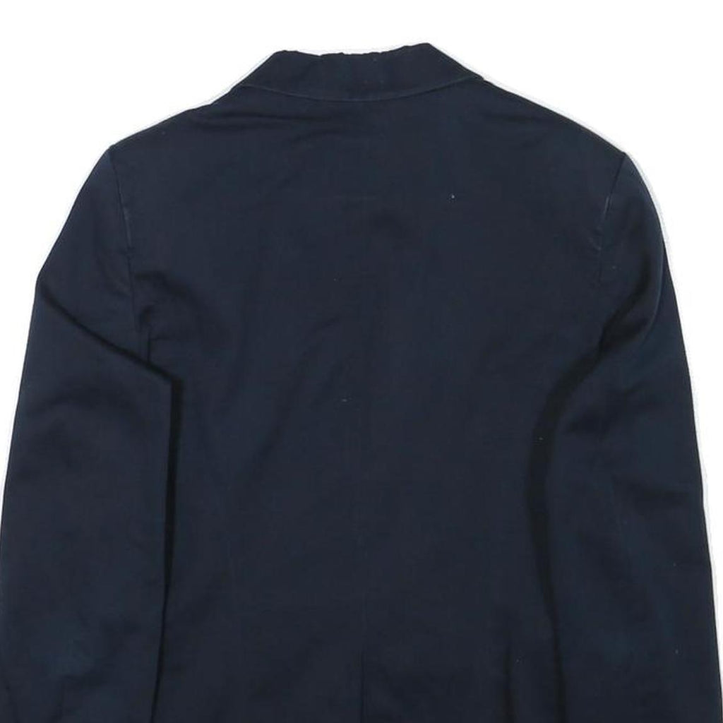 ZARA Womens Navy Blue Basic Blazer Jacket XS Cotton Blend Button Closure