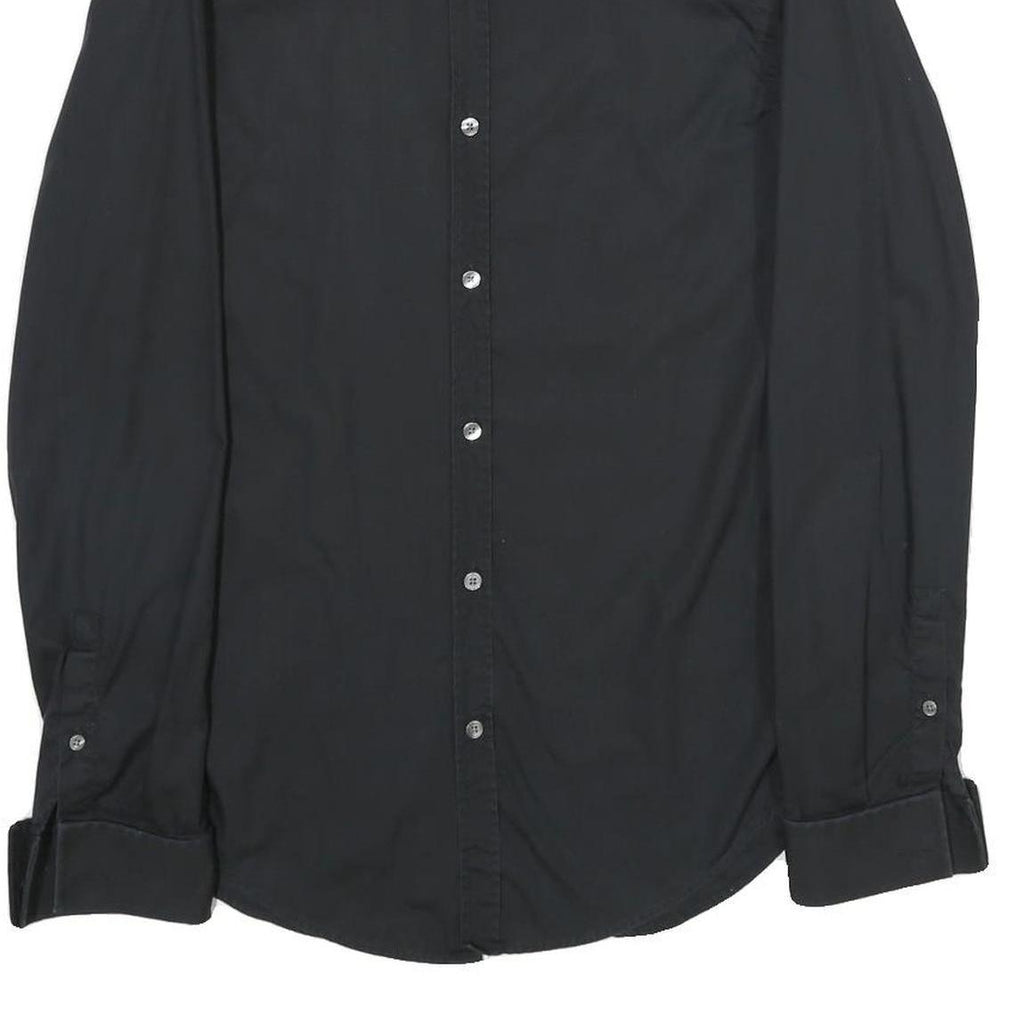 BOSS HUGO BOSS Mens Black Cotton Shirt S Button Collar Long Sleeve Formal