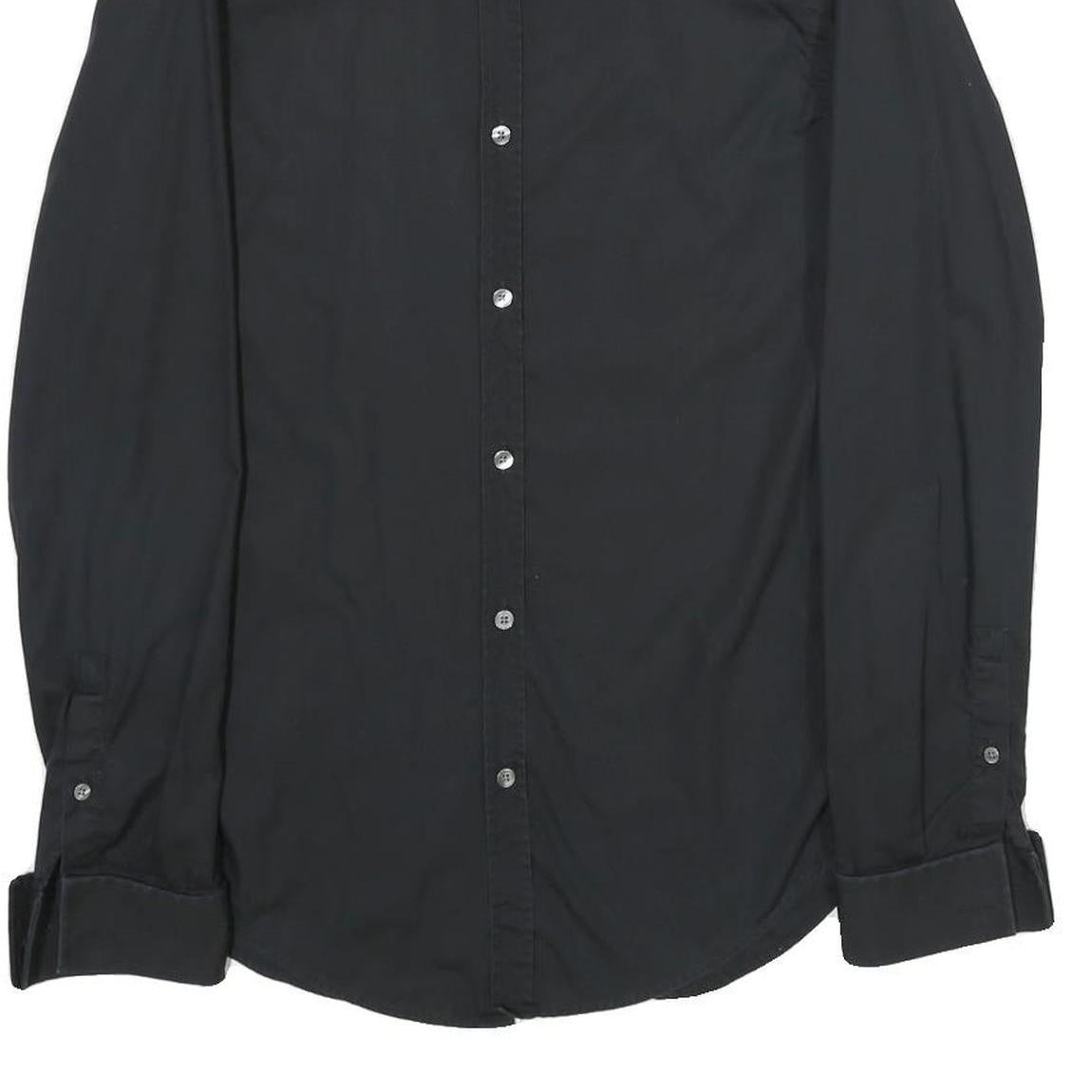 BOSS HUGO BOSS Mens Black Cotton Shirt S Button Collar Long Sleeve Formal