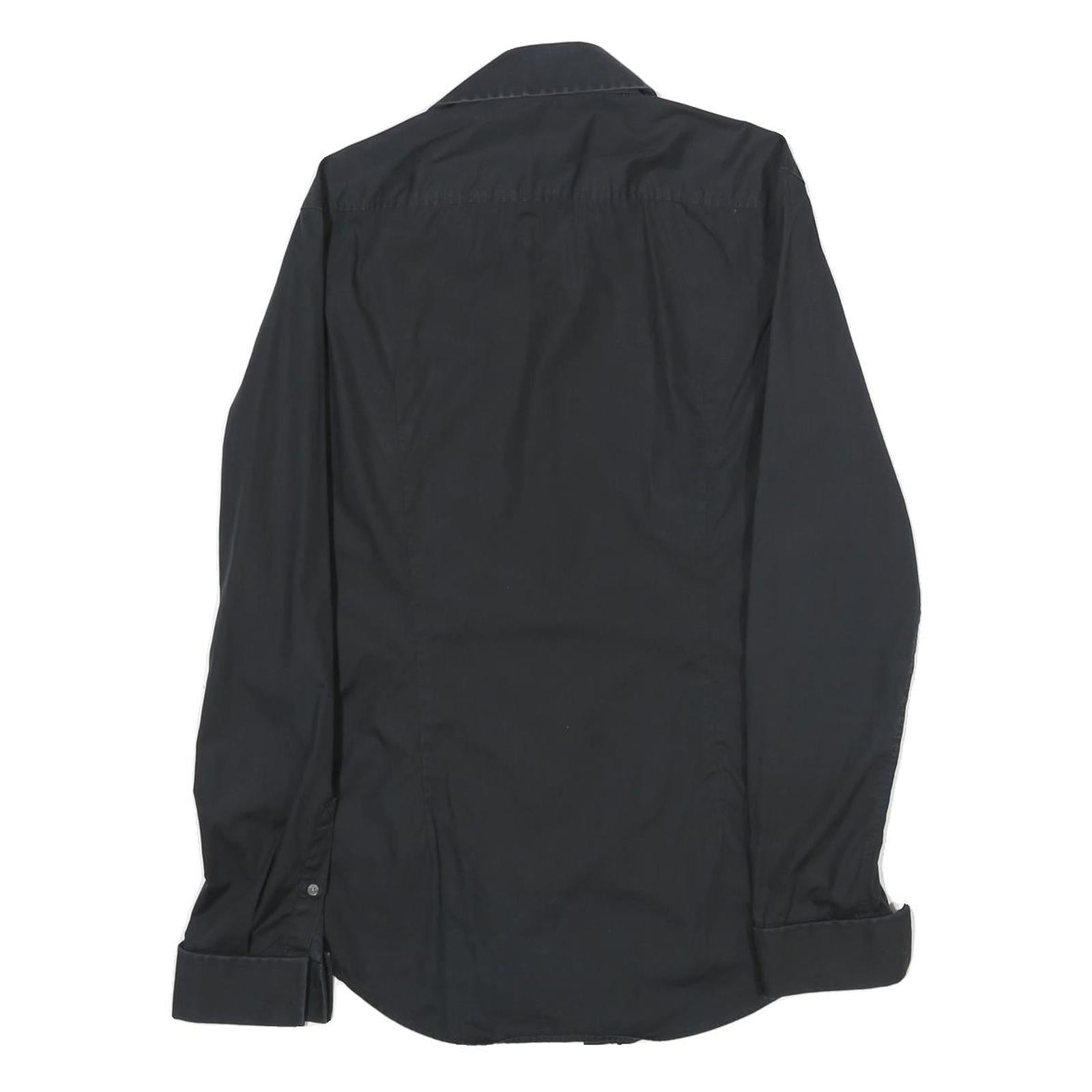 BOSS HUGO BOSS Mens Black Cotton Shirt S Button Collar Long Sleeve Formal