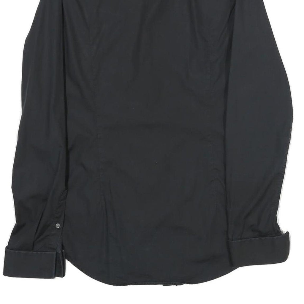 BOSS HUGO BOSS Mens Black Cotton Shirt S Button Collar Long Sleeve Formal