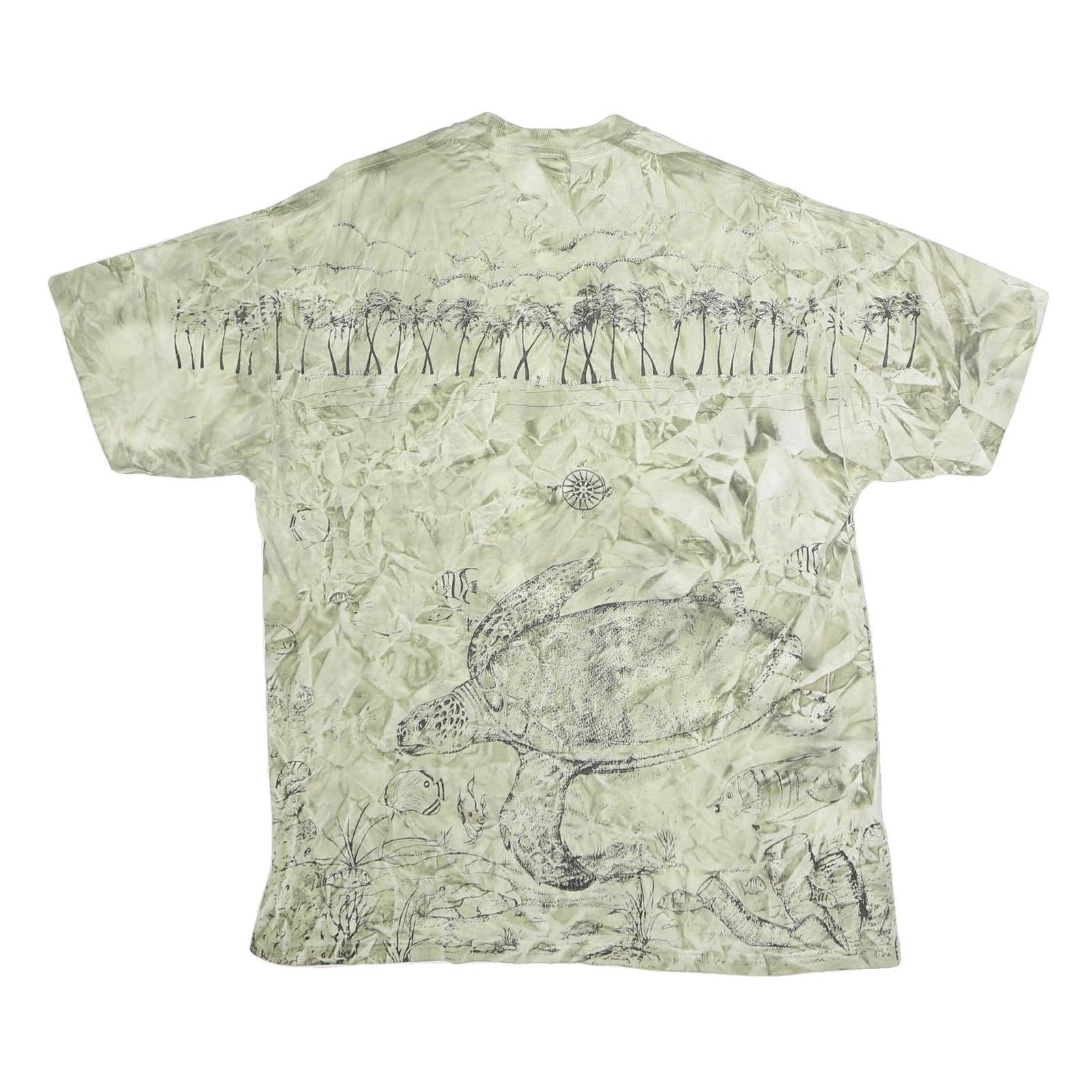 JERZEES Mens Beige Paradise Island Bahamas Graphic T-Shirt L Short Sleeve Crew