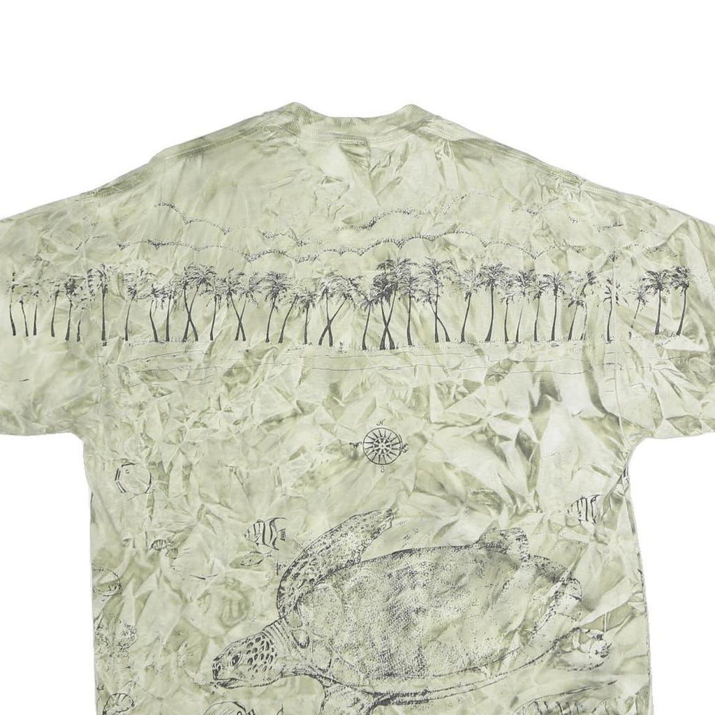 JERZEES Mens Beige Paradise Island Bahamas Graphic T-Shirt L Short Sleeve Crew