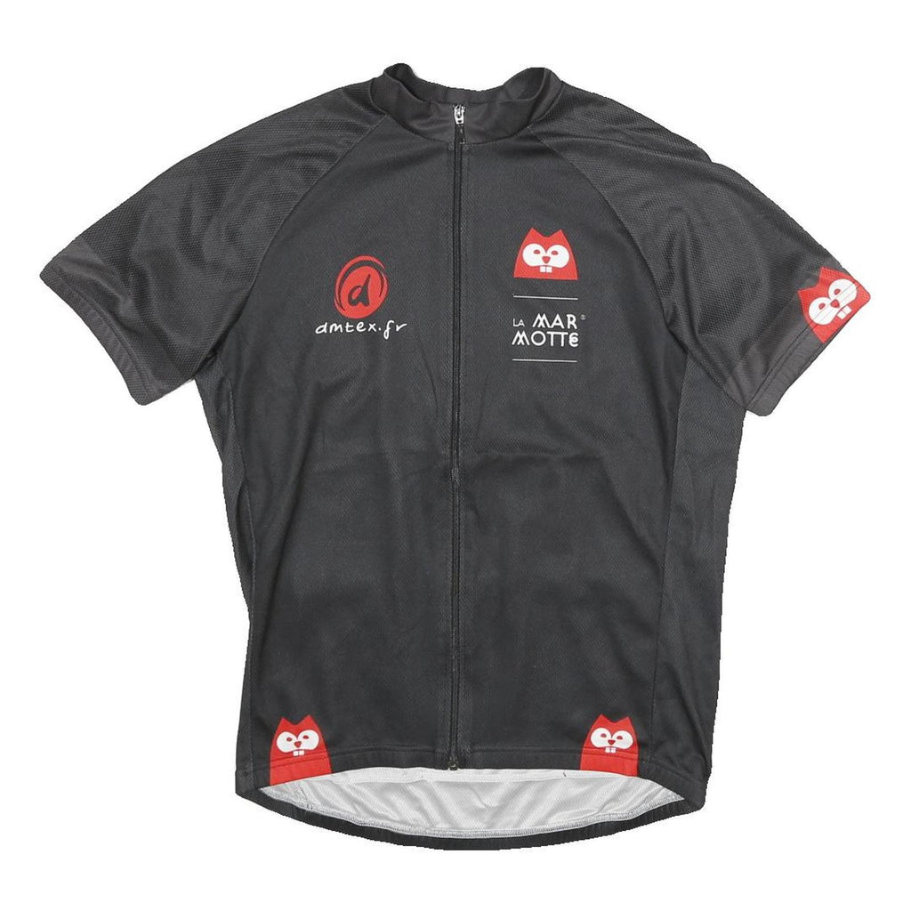 DMTEX Mens Black Cycling Jersey M Short Sleeve Round Neck Sports Print